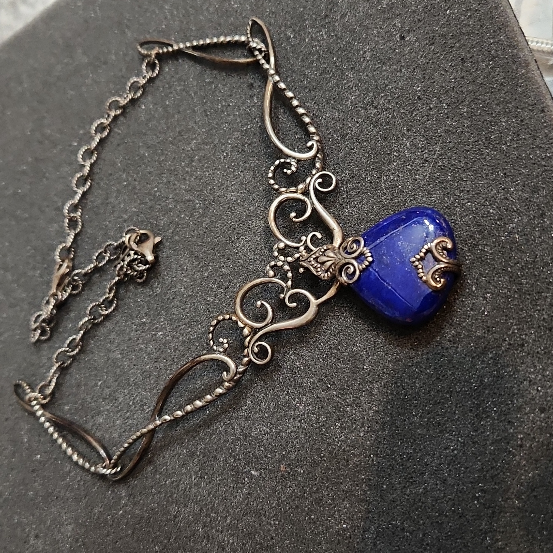 Vintage Estate Carolyn Pollack Relios Lapis Lazuli Cabochon Pendant 925 Sterling
